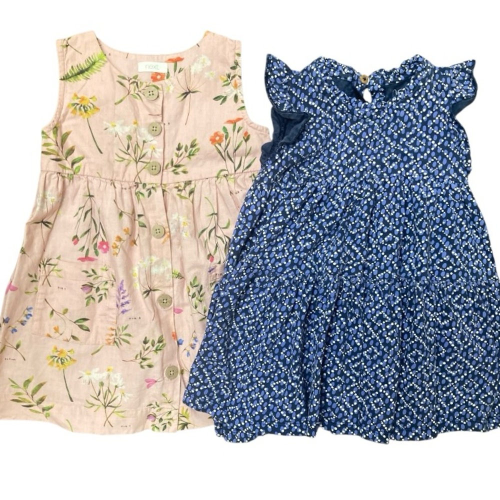 Adorable Next Bundle of 2 Toddler Girl 100% Cotton Summer Dresses Size 1.5- 2yrs